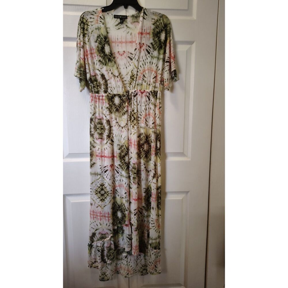Derek Heart Boho Kaleidoscope Print Open Front Long-Line Cardigan S/M